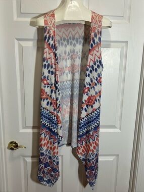 Deb Pastel Chevron Knit Duster Sweater Vest